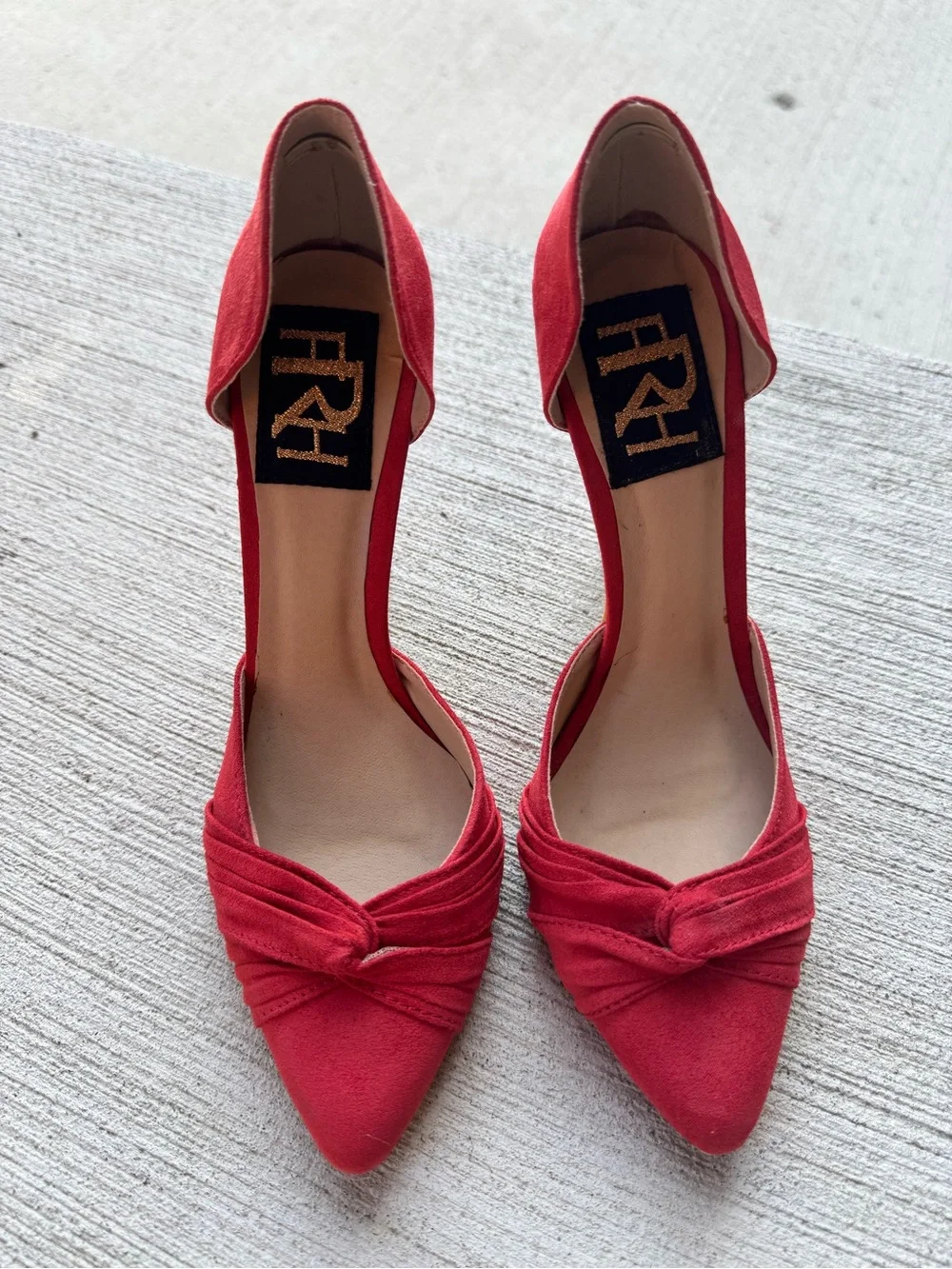 New Without Box Red Faux Suede D’Orsay Pointed Toe Heels 4